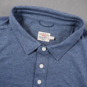 Faherty Movement Golf Polo Mens Blue Short Sleeve Shirt MKC0115 XL Vacation